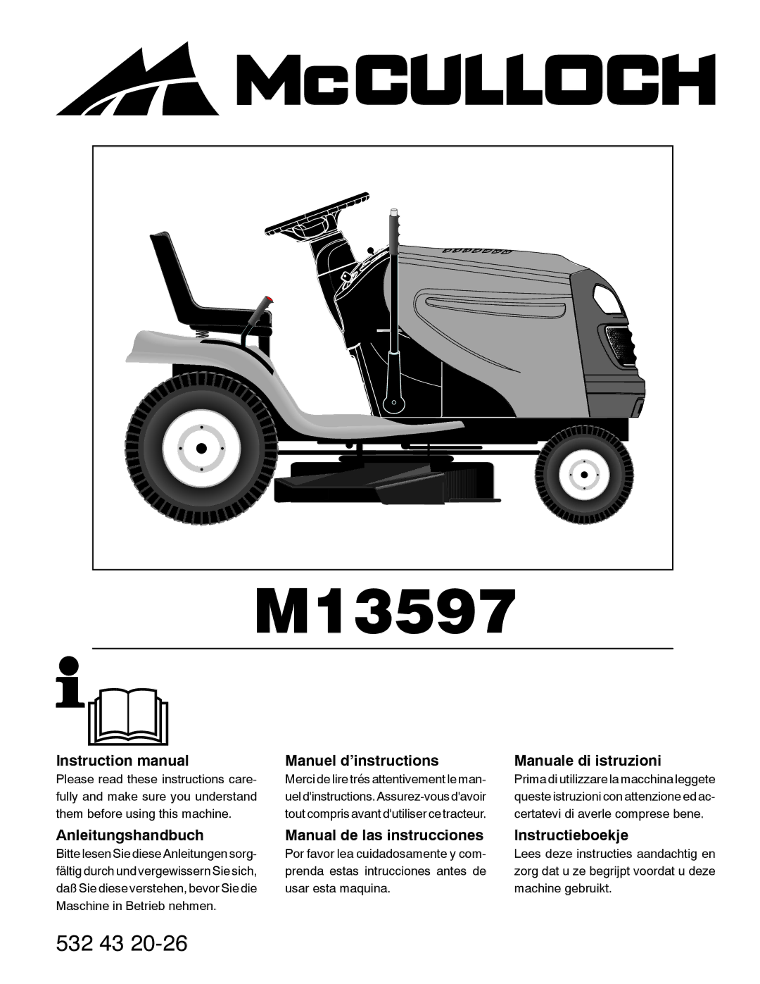 McCulloch 532 43 20-26 instruction manual M13597 