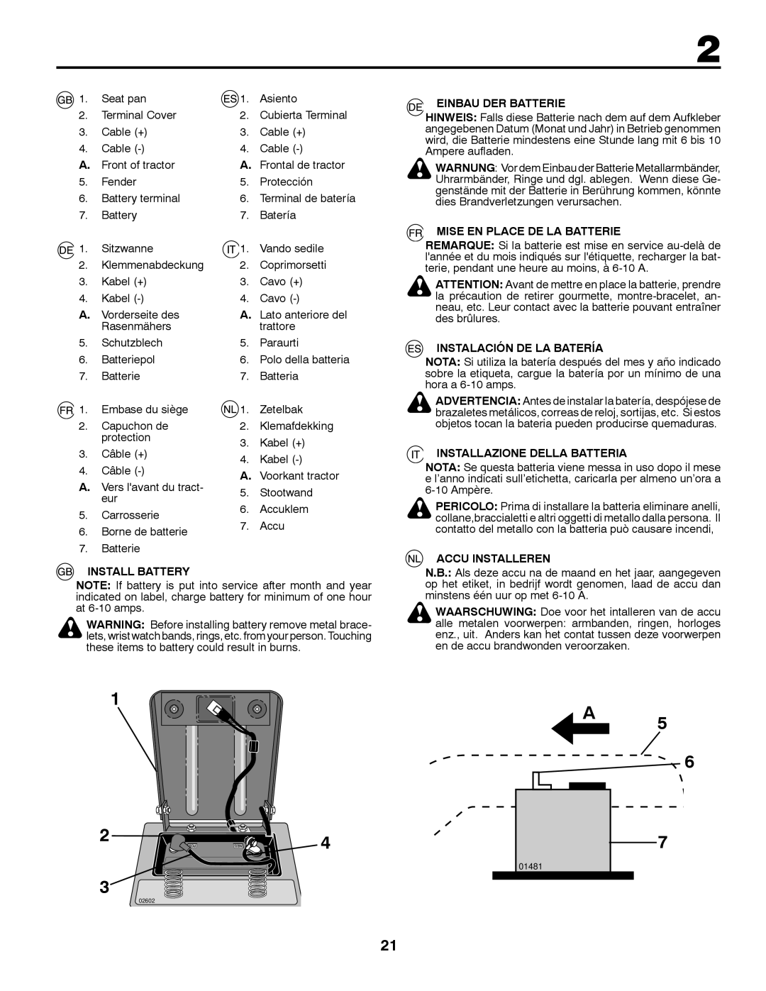 McCulloch 532 43 20-26 instruction manual Install Battery Einbau DER Batterie 