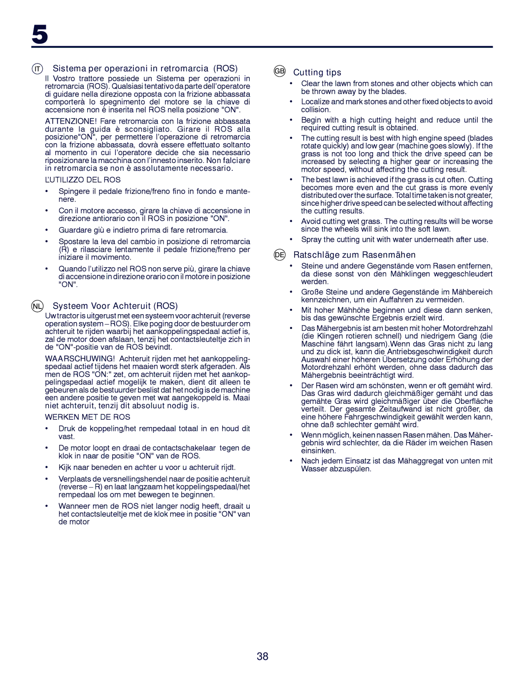 McCulloch 532 43 20-26 Sistema per operazioni in retromarcia ROS, Systeem Voor Achteruit ROS, Cutting tips 