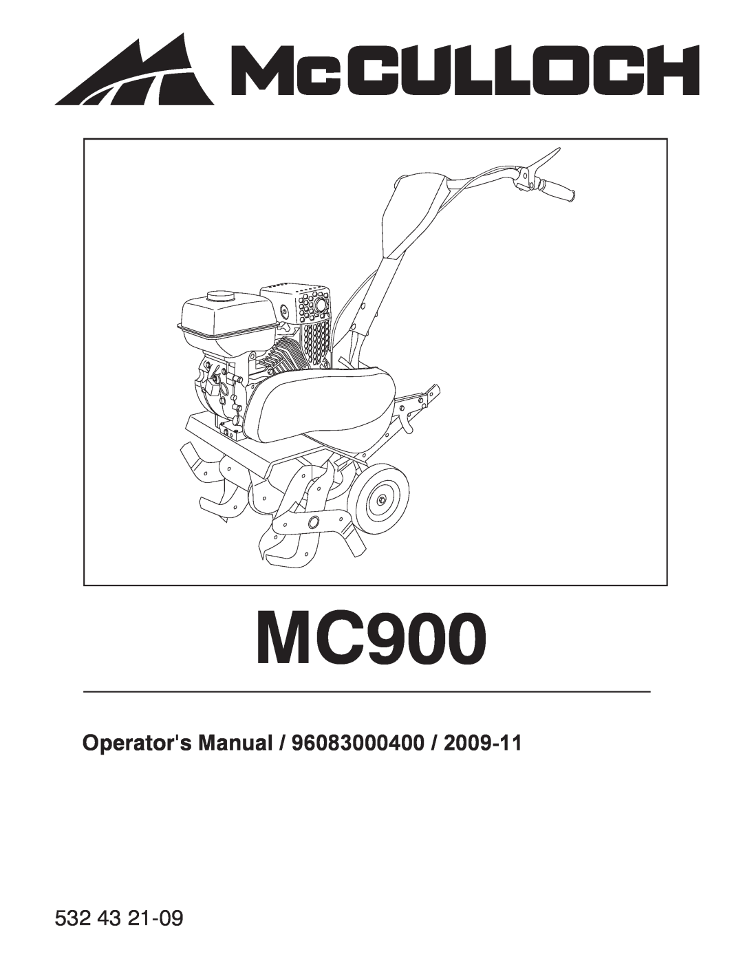 McCulloch 96083000400, 532 43 21-09 manual MC900, Operators Manual 