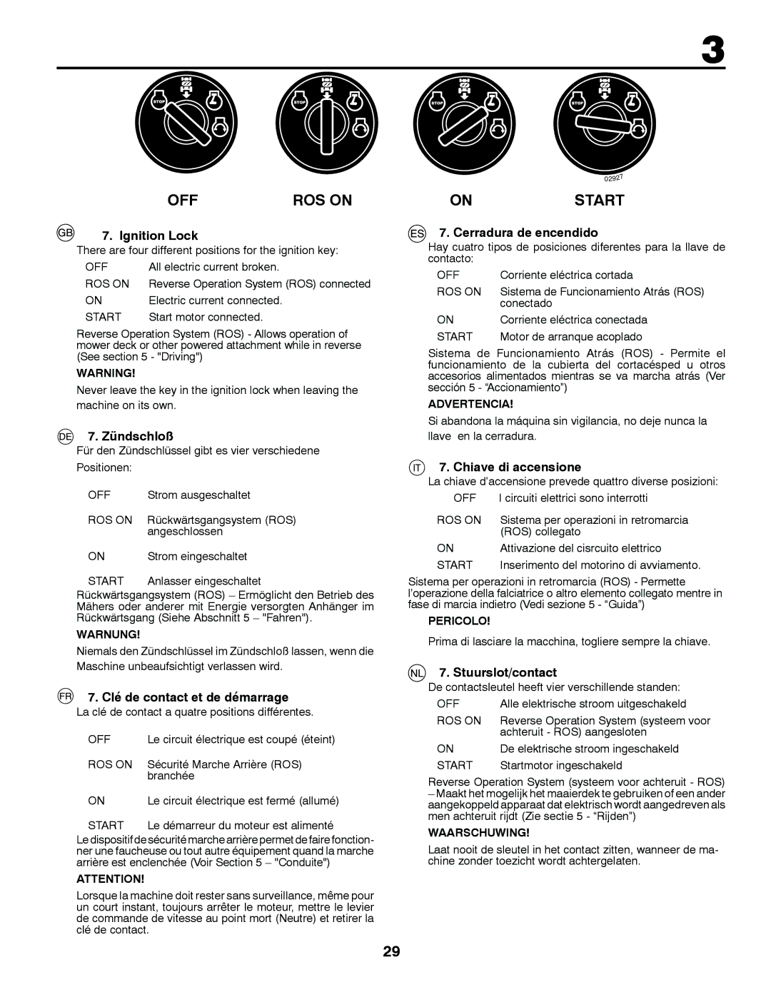 McCulloch 532 43 37-12 Rev. 1 Ignition Lock, Zündschloß, Clé de contact et de démarrage, Cerradura de encendido 