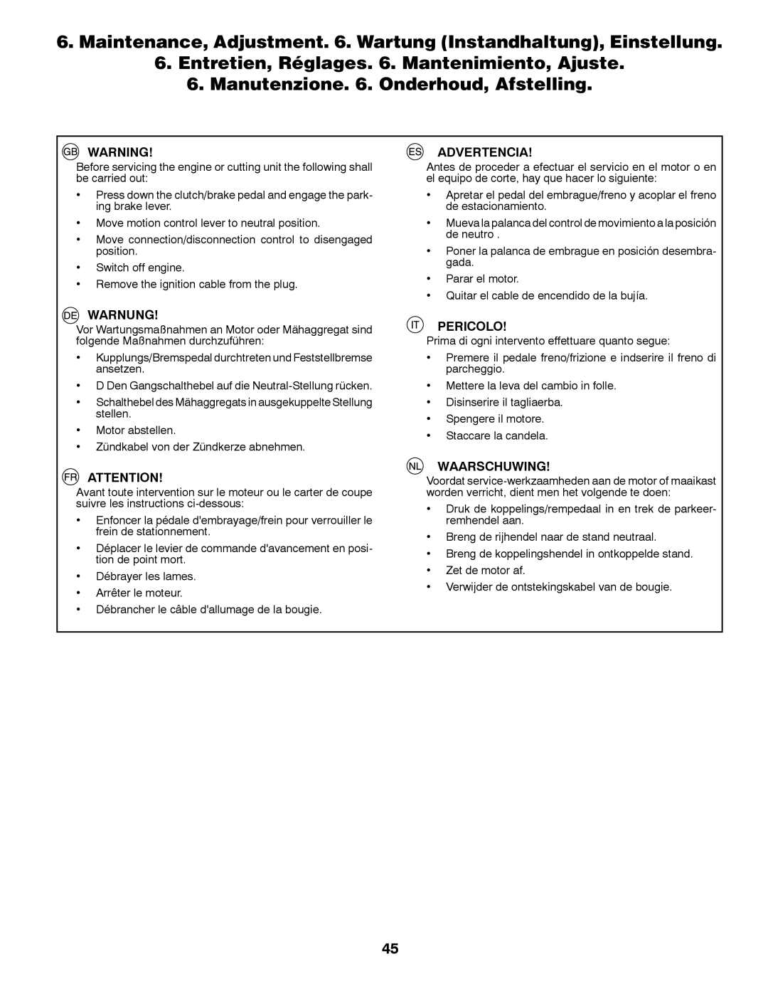 McCulloch 532 43 37-12 Rev. 1 instruction manual Advertencia 