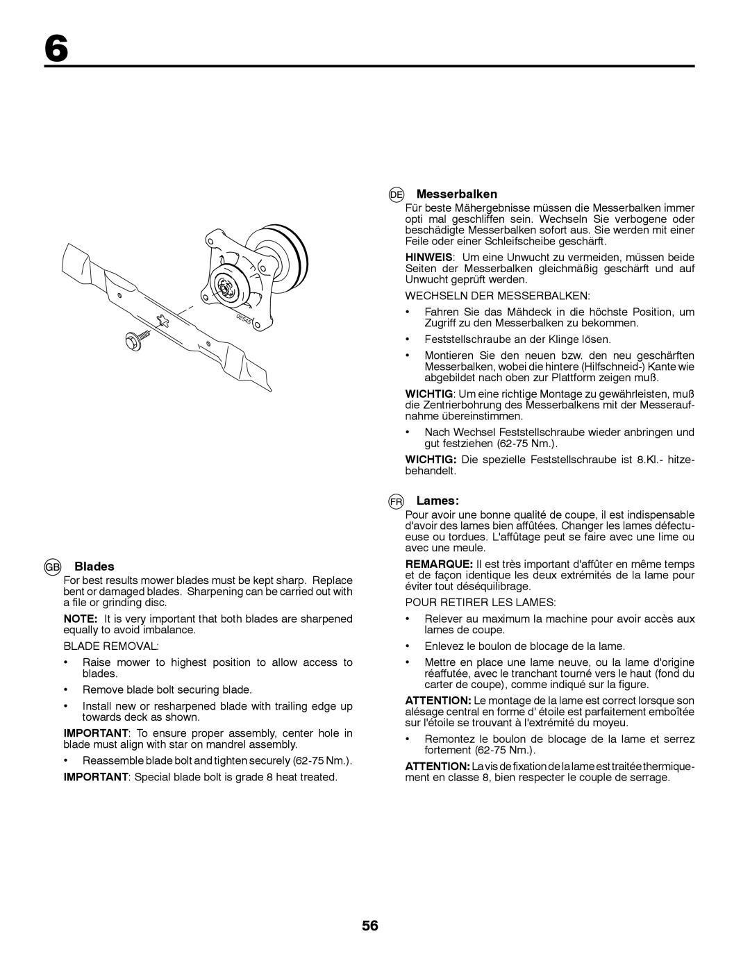 McCulloch 532 43 37-12 Rev. 1 instruction manual Blades, Messerbalken, Lames 