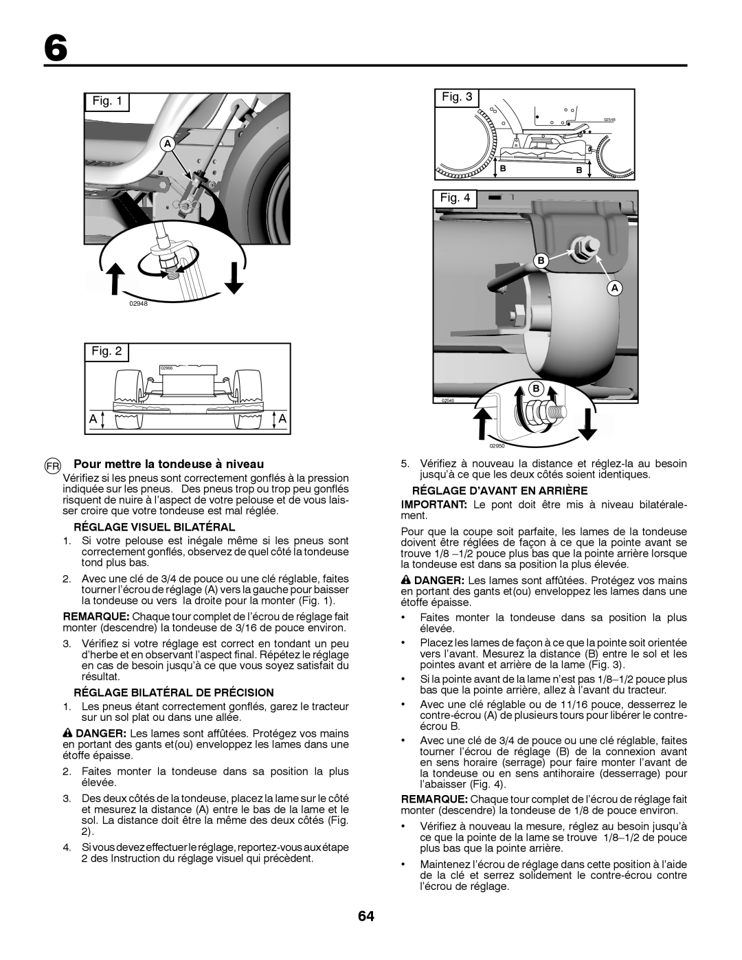 McCulloch 532 43 37-12 Rev. 1 Pour mettre la tondeuse à niveau, Réglage Visuel Bilatéral, Réglage Bilatéral DE Précision 