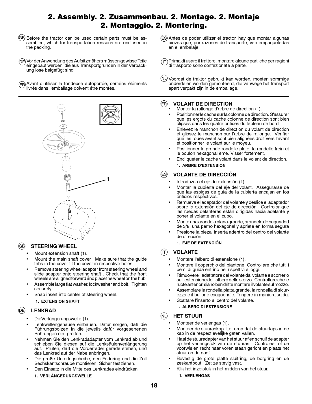 McCulloch 532 43 41-98 Rev. 1 manual Volant DE Direction, Steering Wheel, Lenkrad, Volante DE Dirección, HET Stuur 