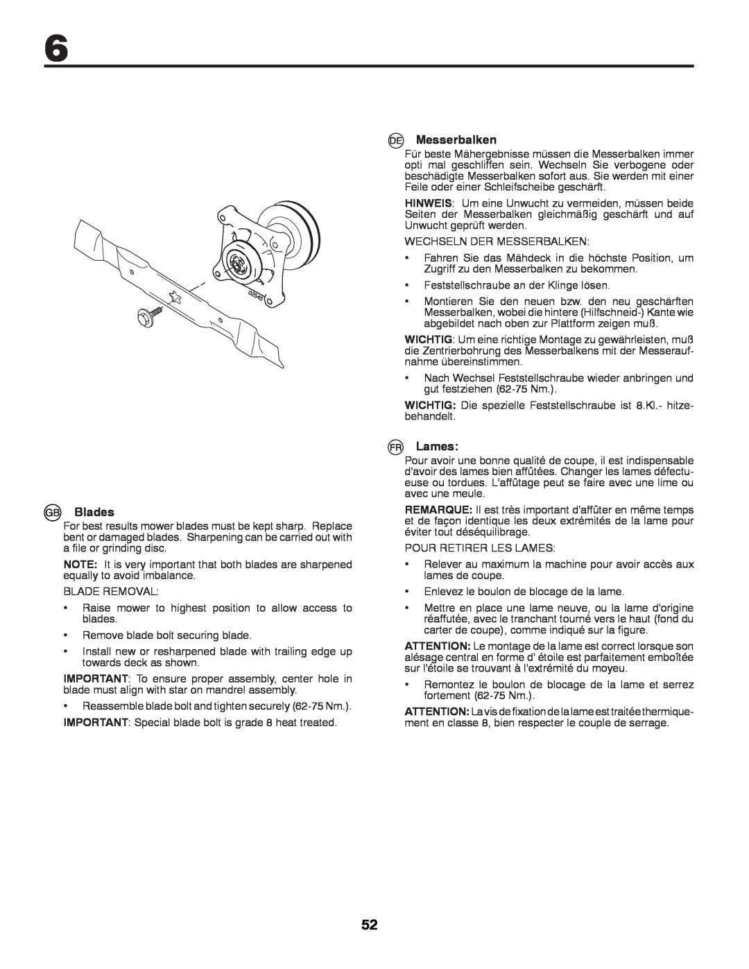 McCulloch 532 43 42-91 Rev. 1 instruction manual Blades, Messerbalken, Lames 