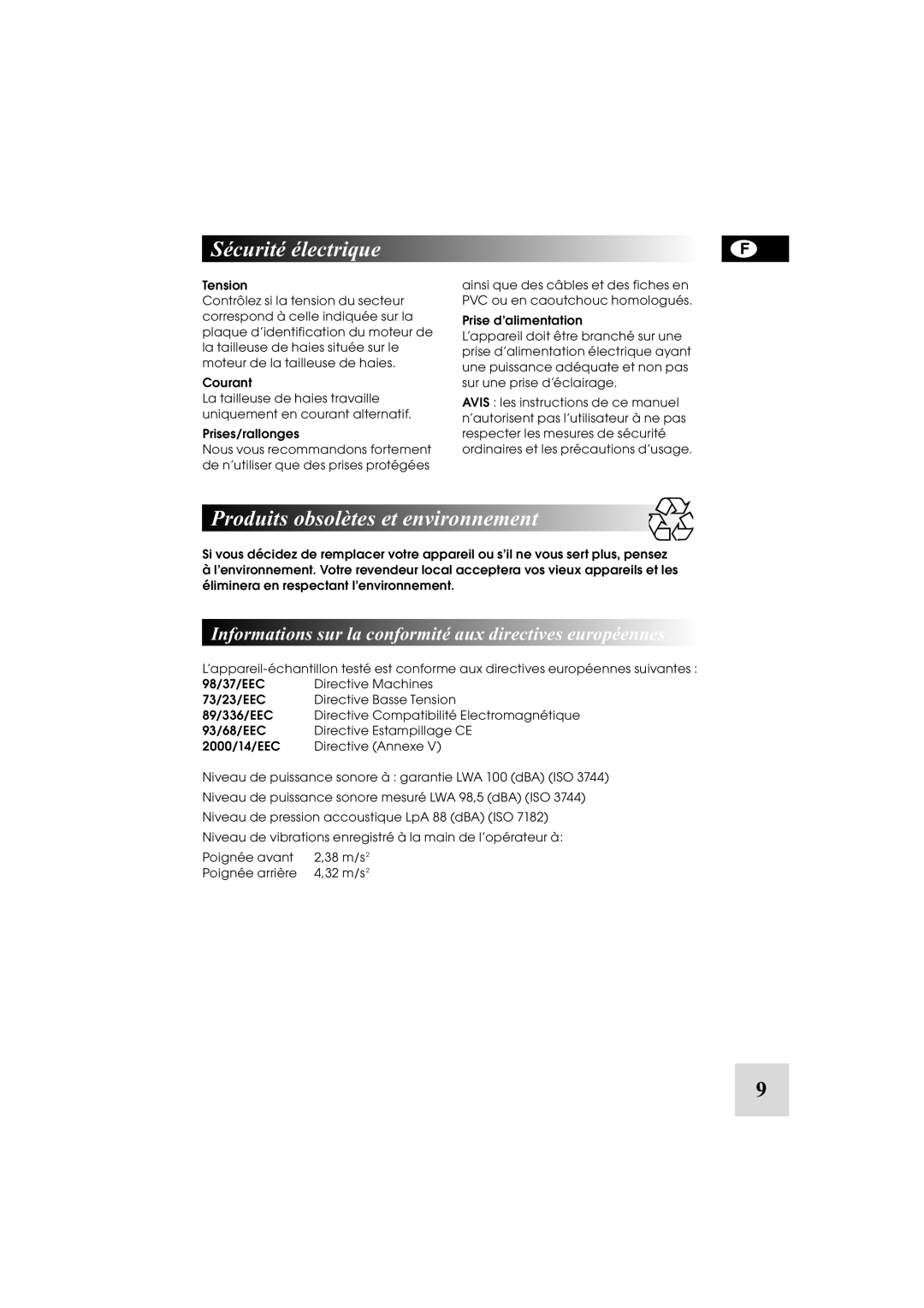 McCulloch 6-600W, 6-70, 5-60, 248748, 5-500W manual Sécurité électrique, Produits obsolètes et environnement 