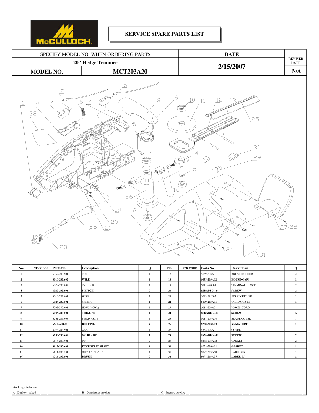 McCulloch 6096-203A12 user manual 15/2007 