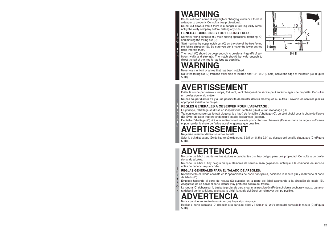 McCulloch 6096-210908(2) user manual General Guidelines for Felling Trees, Regles Generales a Observer Pour L’ABATTAGE 