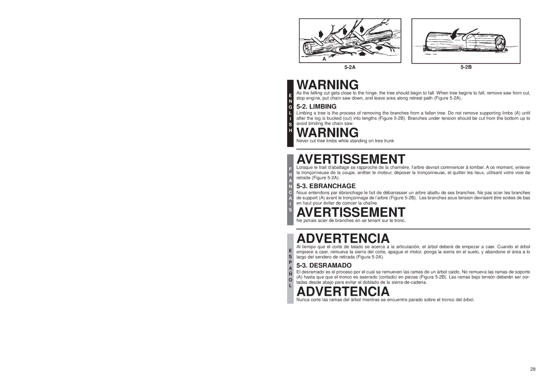 McCulloch 6096-210908(2) user manual Limbing, Ebranchage 