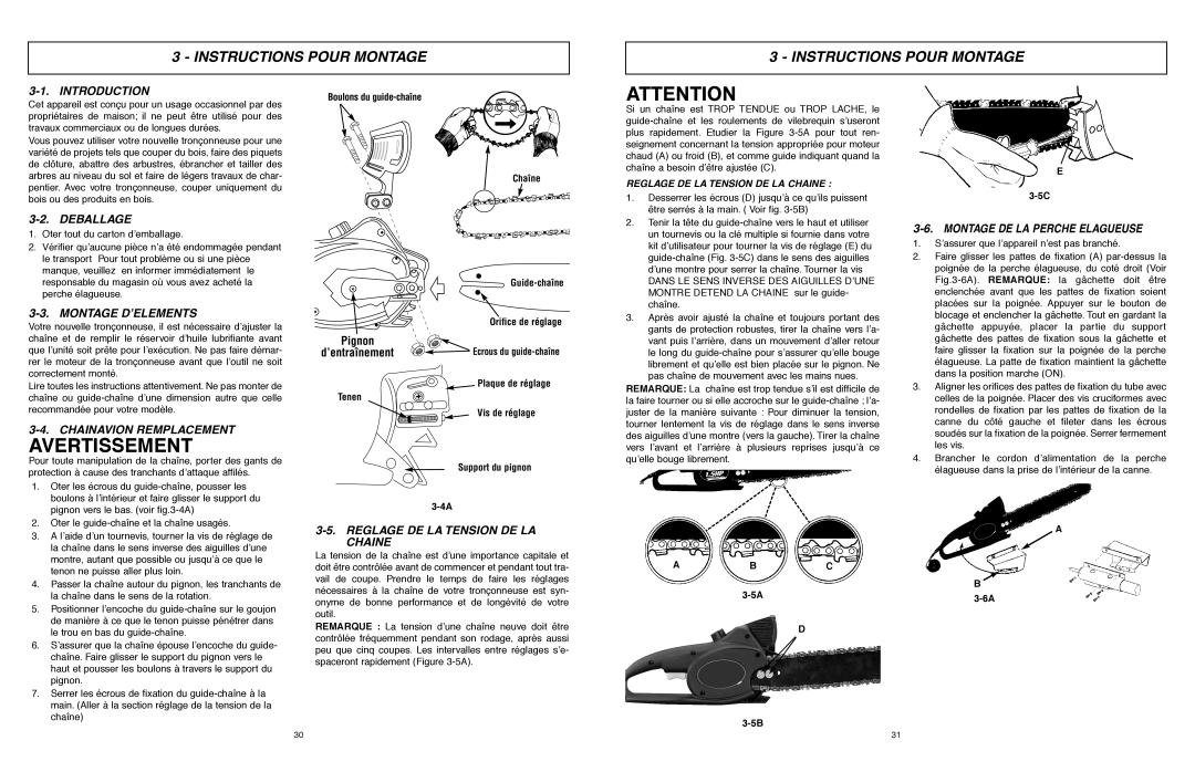 McCulloch 6096201212 manual Instructions Pour Montage 