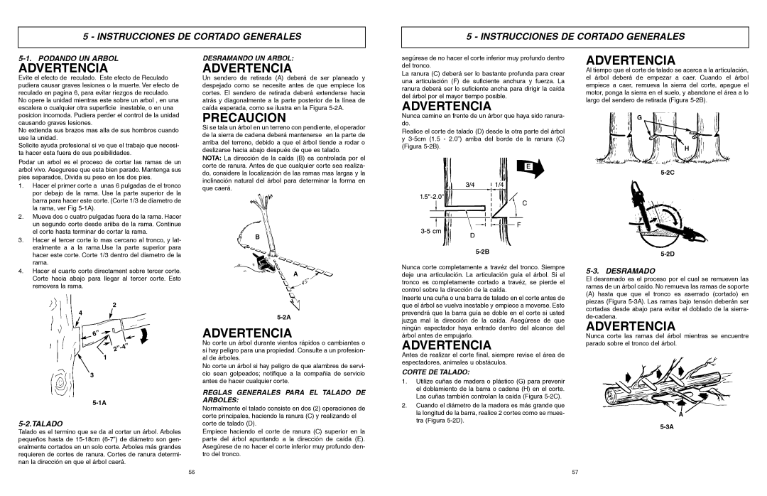 McCulloch 6096201212 manual Instrucciones DE Cortado Generales, Podando UN Arbol, Talado, Desramado 