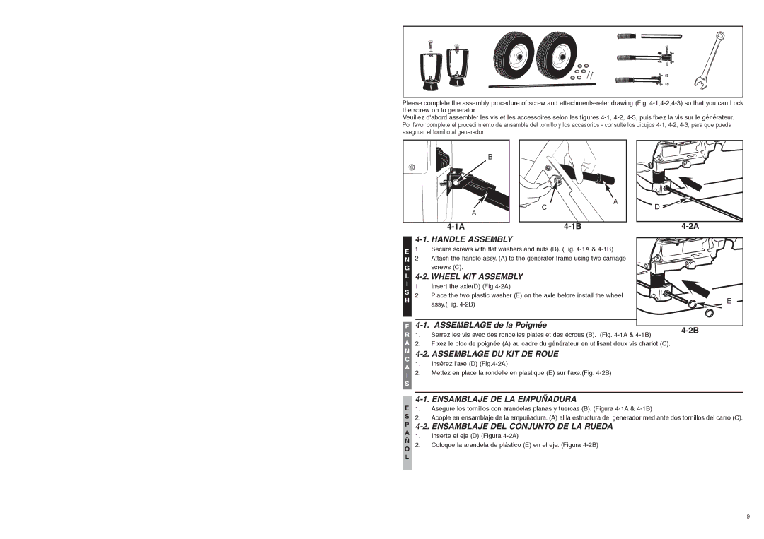 McCulloch 7096-FG5733 Handle Assembly, Wheel KIT Assembly, Assemblage DU KIT DE Roue, Ensamblaje DE LA Empuñadura 