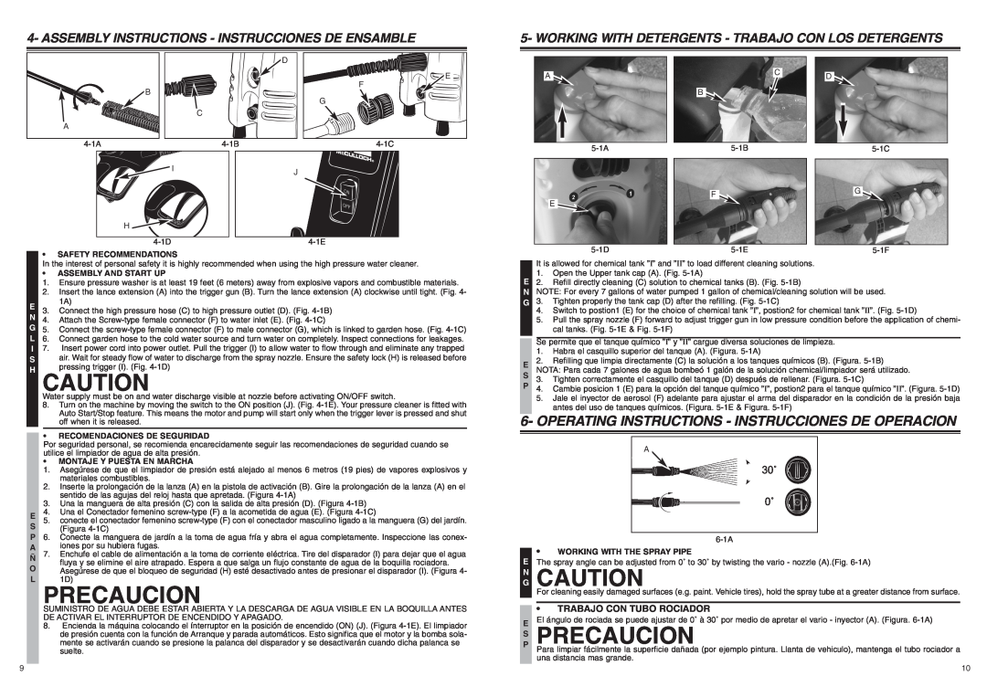 McCulloch 7096-H18A01 user manual N Caution, Sp Precaucion, •Trabajo Con Tubo Rociador 