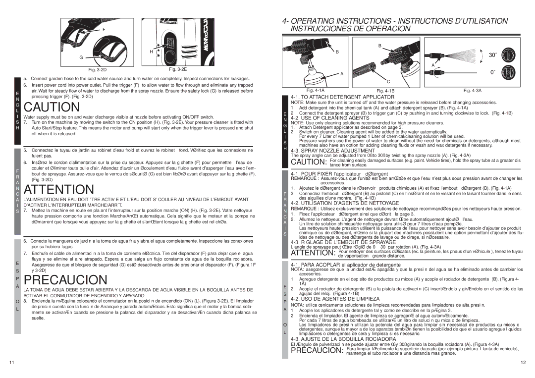 McCulloch 966000201, 7096180A25 user manual GL Caution, NC Attention, AP Precaucion 