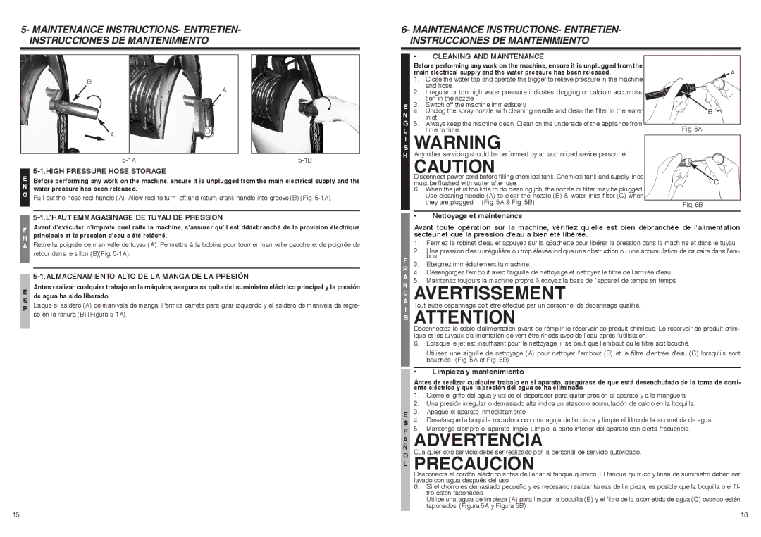 McCulloch 966000201, 7096180A25 AÑ Advertencia, High Pressure Hose Storage, L’HAUT Emmagasinage DE Tuyau DE Pression 