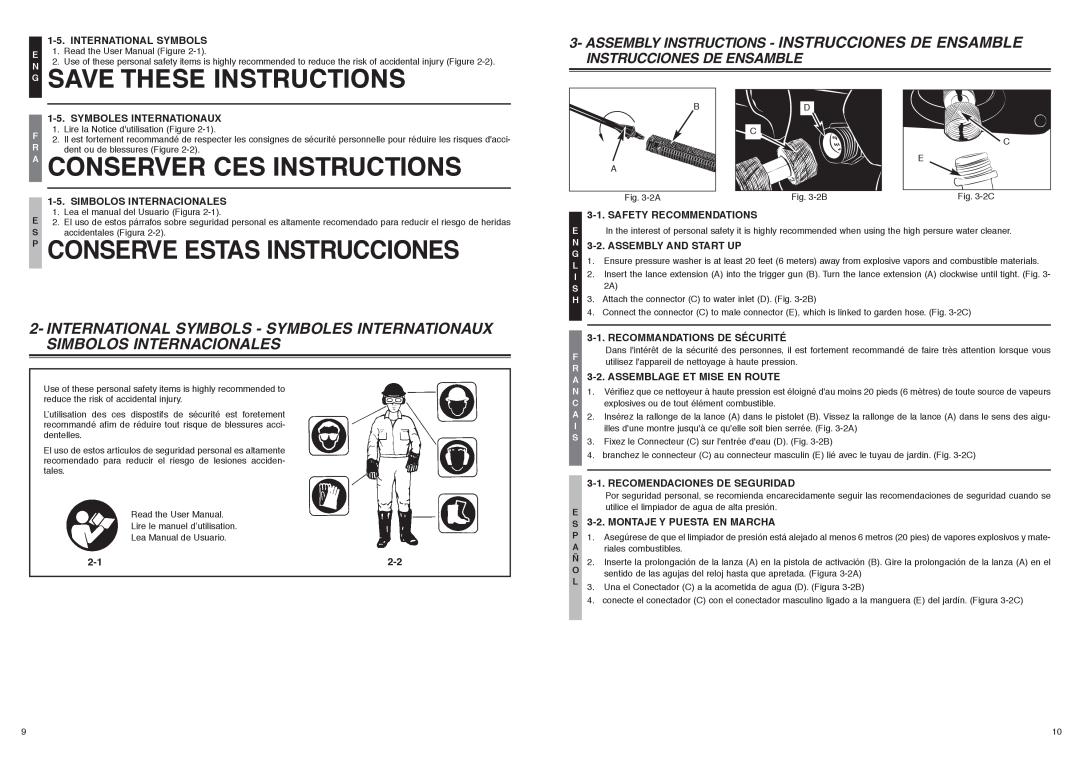 McCulloch 7096180A25, 966000201 G Save These Instructions, A Conserver Ces Instructions, P Conserve Estas Instrucciones 