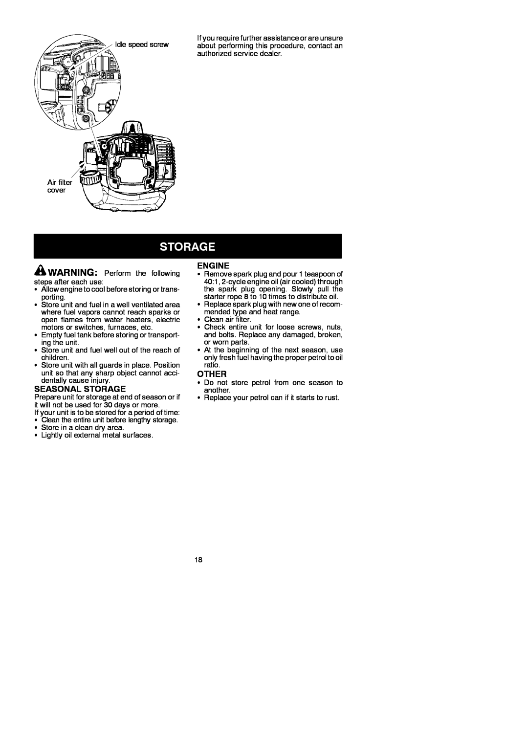 McCulloch 952715745, 433L, 115306026 instruction manual Seasonal Storage, Engine, Other 
