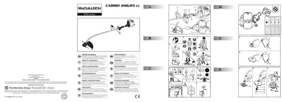 McCulloch 248530, 95390024200 instruction manual Cabrio 246/25 cc 