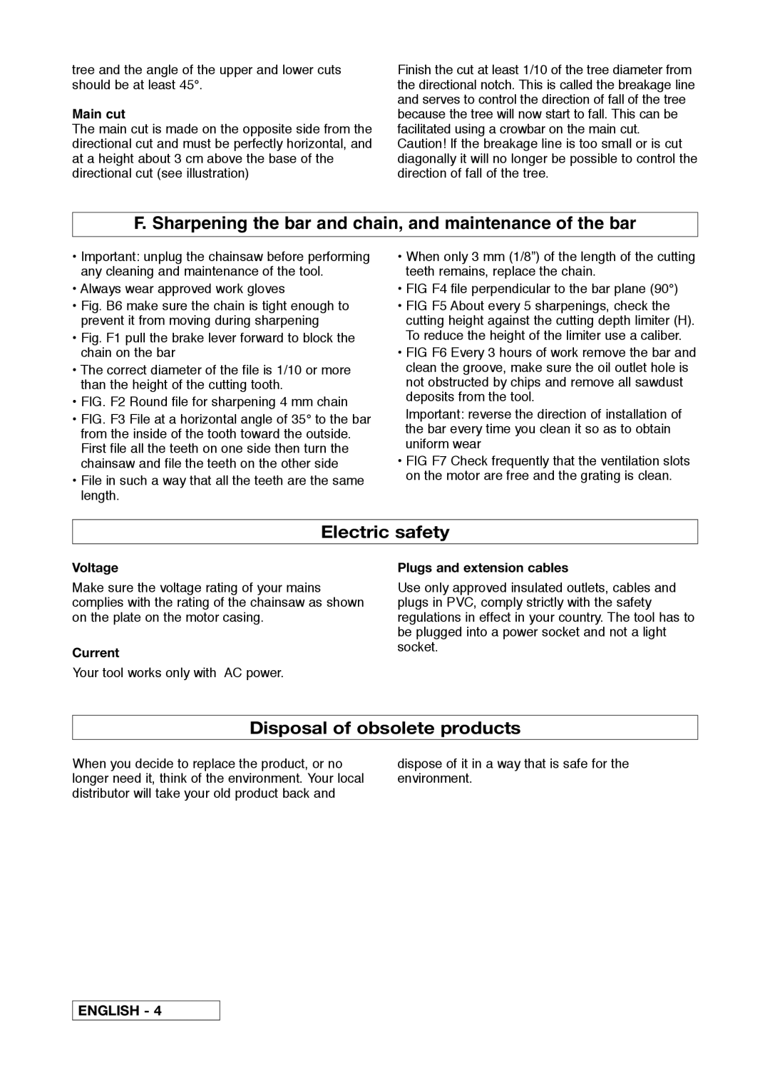 McCulloch 95390047900, 95390054000, 9539004390, 95390053100, 416, 414 Electric safety, Disposal of obsolete products, Main cut 