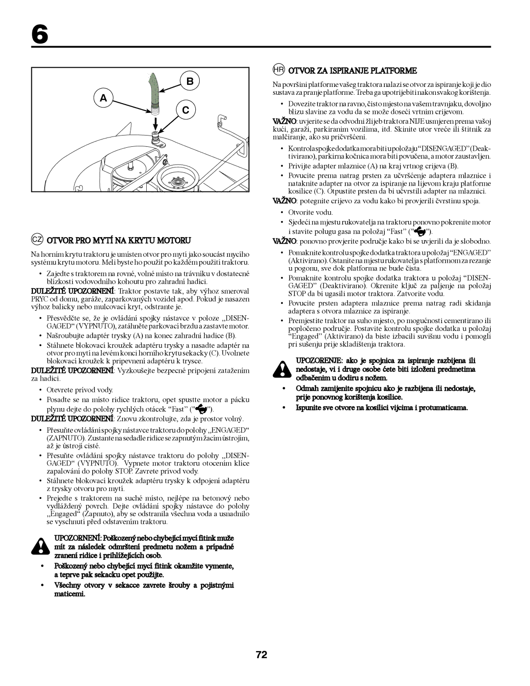 McCulloch 96041000904, 532 43 37-14 Rev. 1 manual CZ Otvor PRO Mytí NA Krytu Motoru, HR Otvor ZA Ispiranje Platforme 