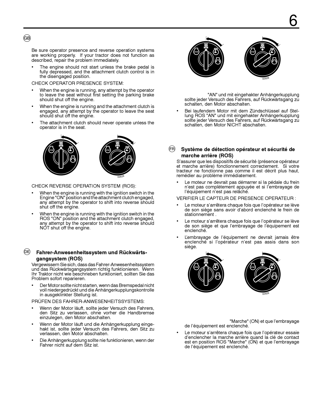 McCulloch 532 43 29-74, 96041009101 manual Operator Presence System and Reverse Opera- tion System ROS 