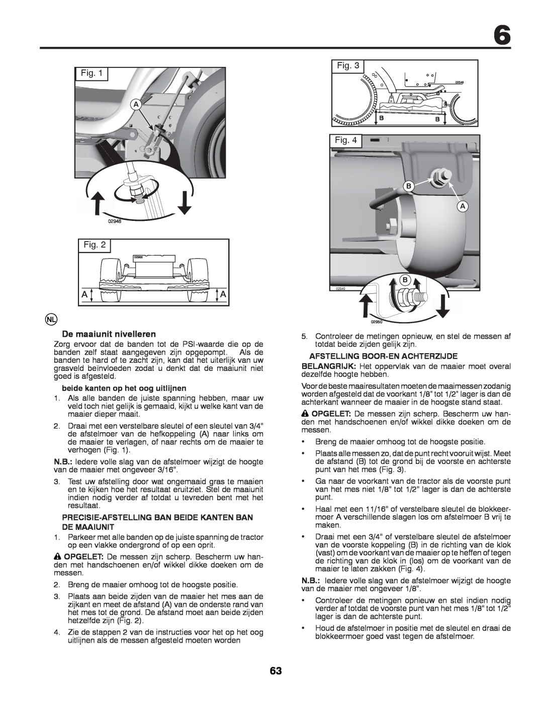 McCulloch 532 43 29-74 manual De maaiunit nivelleren, beide kanten op het oog uitlijnen, Afstelling Boor-En Achterzijde 