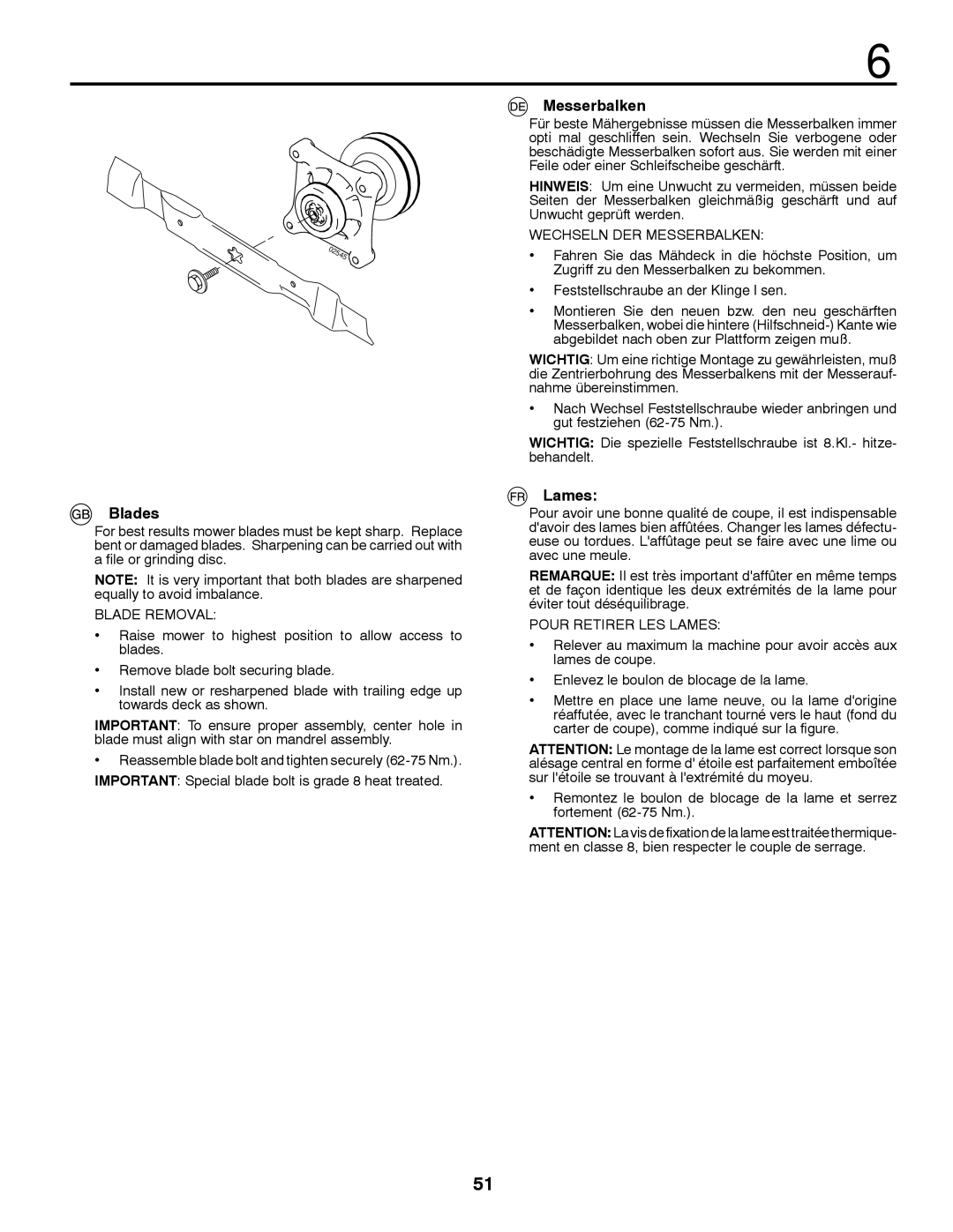 McCulloch 532 43 45-09 Rev. 1, 96041009701 instruction manual Blades, Messerbalken, Lames 