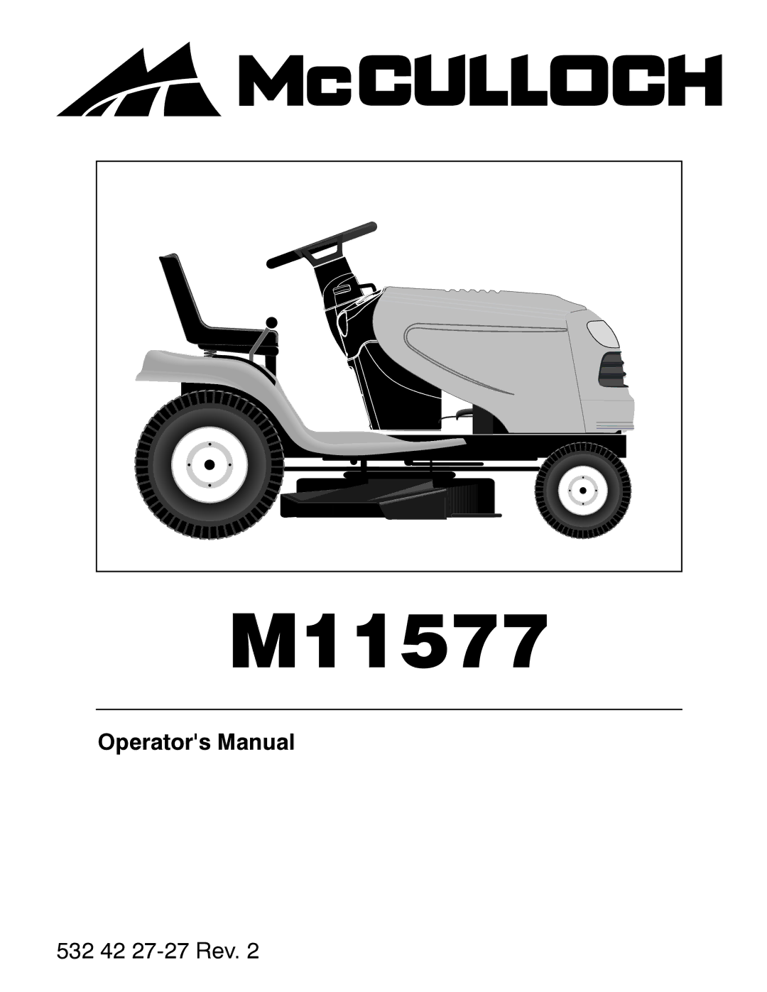 McCulloch 532 42 27-27 Rev. 2, 96041011501 manual M11577 