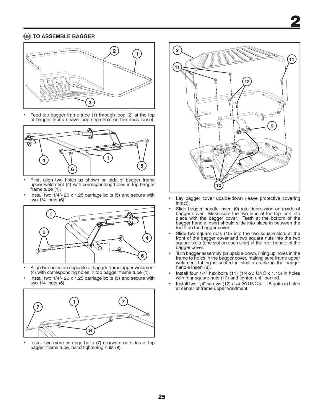 McCulloch M11577HRB, 96041012400 instruction manual To Assemble Bagger, Handle insert 