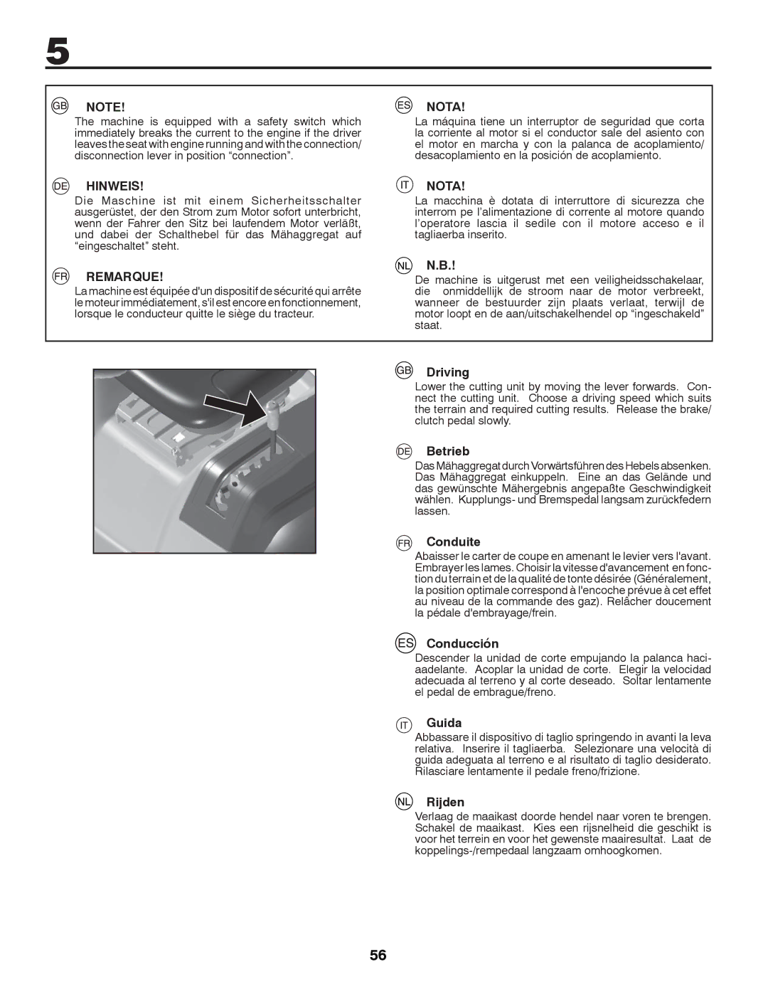 McCulloch 96041012400, M11577HRB instruction manual Hinweis, Remarque, Nota 