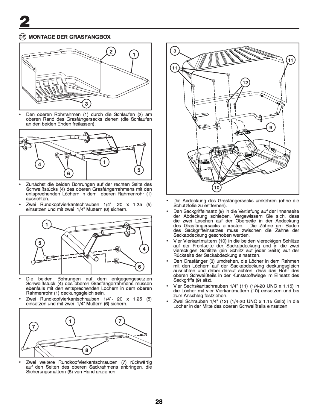 McCulloch 96041012400, M11577HRB instruction manual Montage Der Grasfangbox 