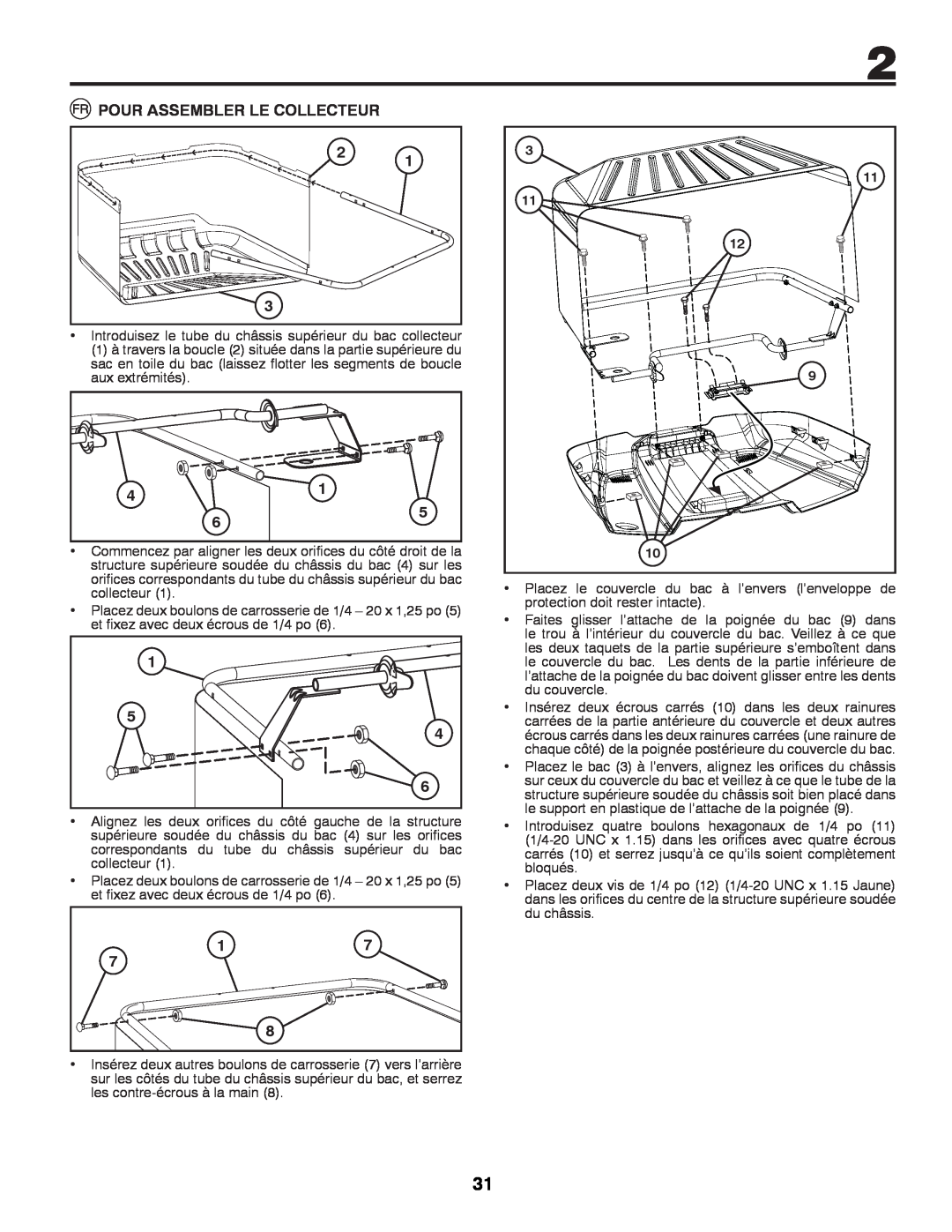McCulloch M11577HRB, 96041012400 instruction manual Pour Assembler Le Collecteur 