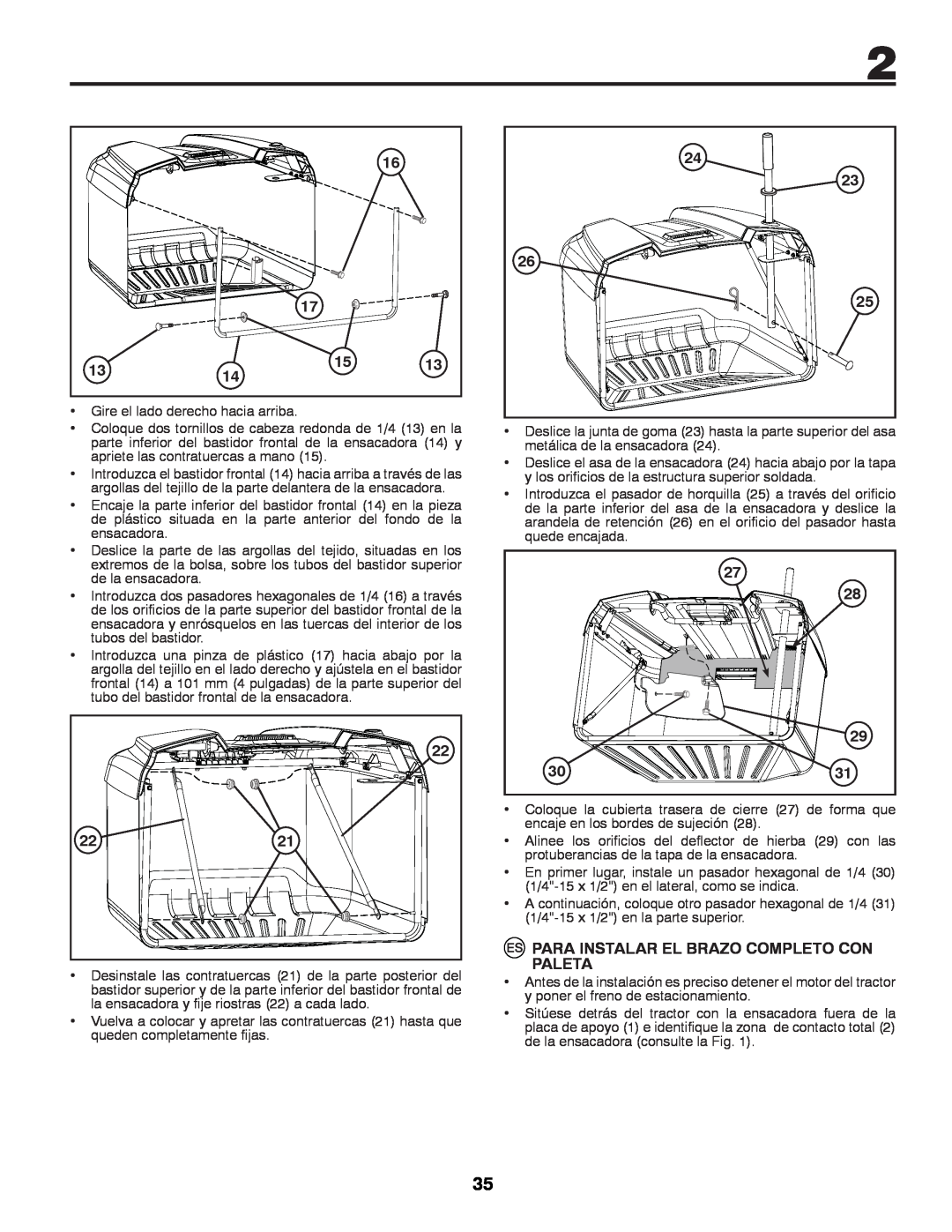 McCulloch M11577HRB, 96041012400 instruction manual Para Instalar El Brazo Completo Con, Paleta 