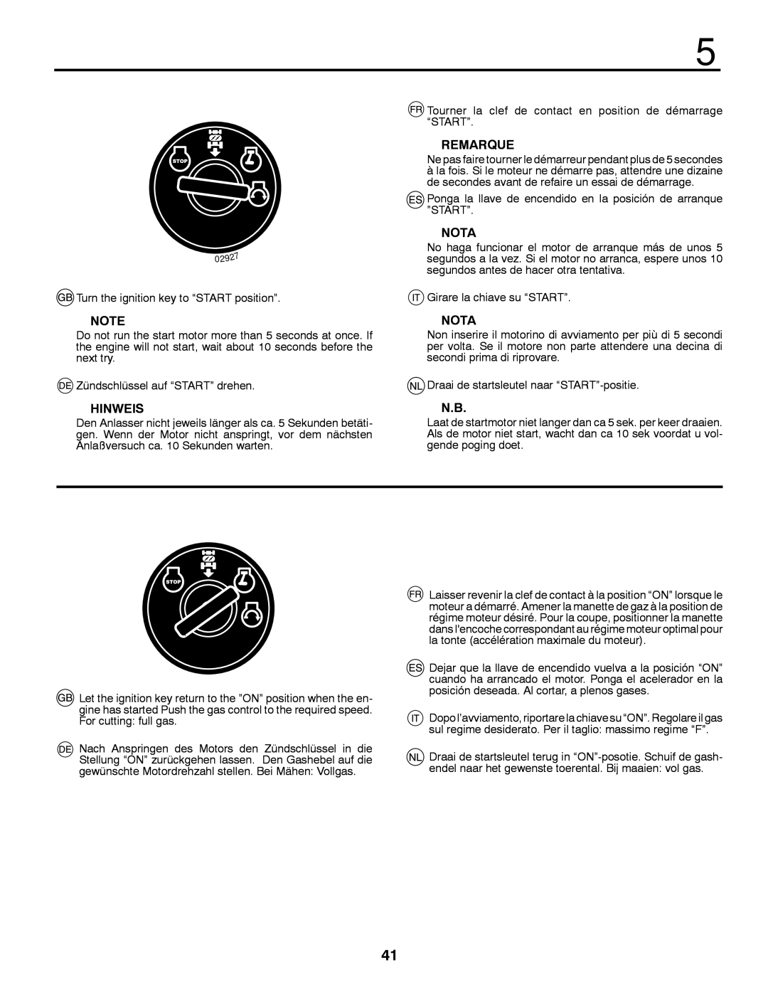 McCulloch 532 43 18-99 Rev. 1, 96041012401 instruction manual Hinweis, Remarque, Nota 