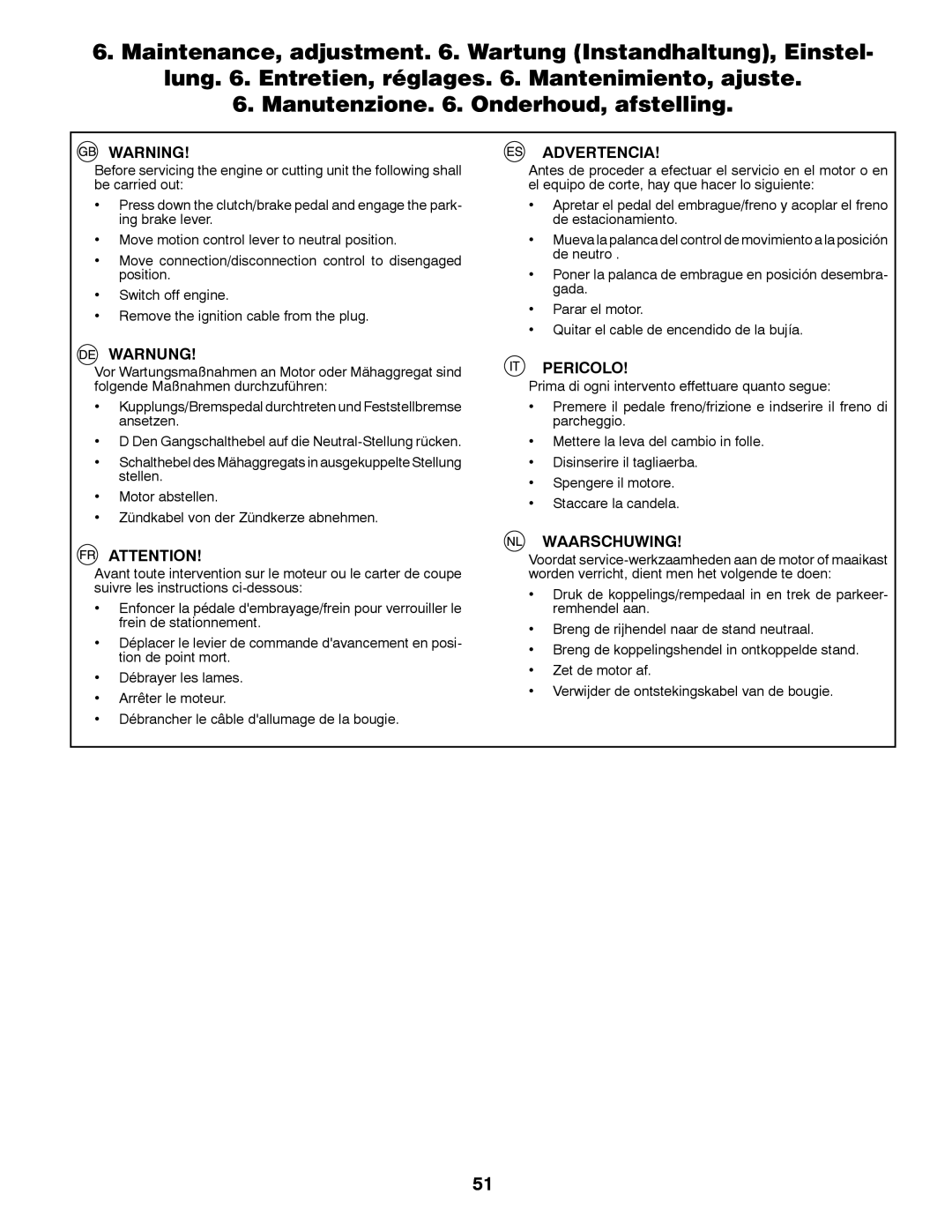 McCulloch 532 43 18-99 Rev. 1, 96041012401 instruction manual Advertencia 