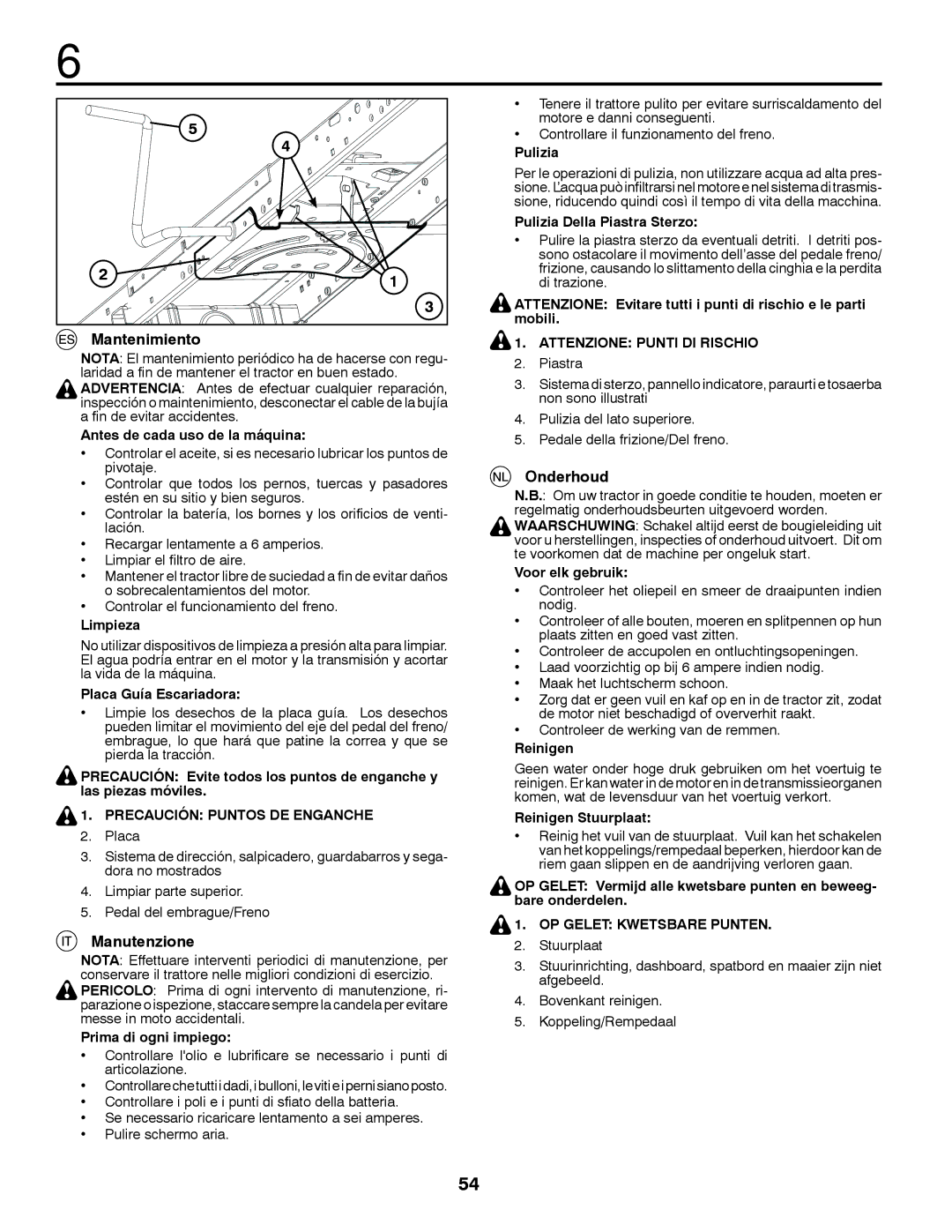 McCulloch 96041012401, 532 43 18-99 Rev. 1 instruction manual Mantenimiento, Onderhoud, Manutenzione 