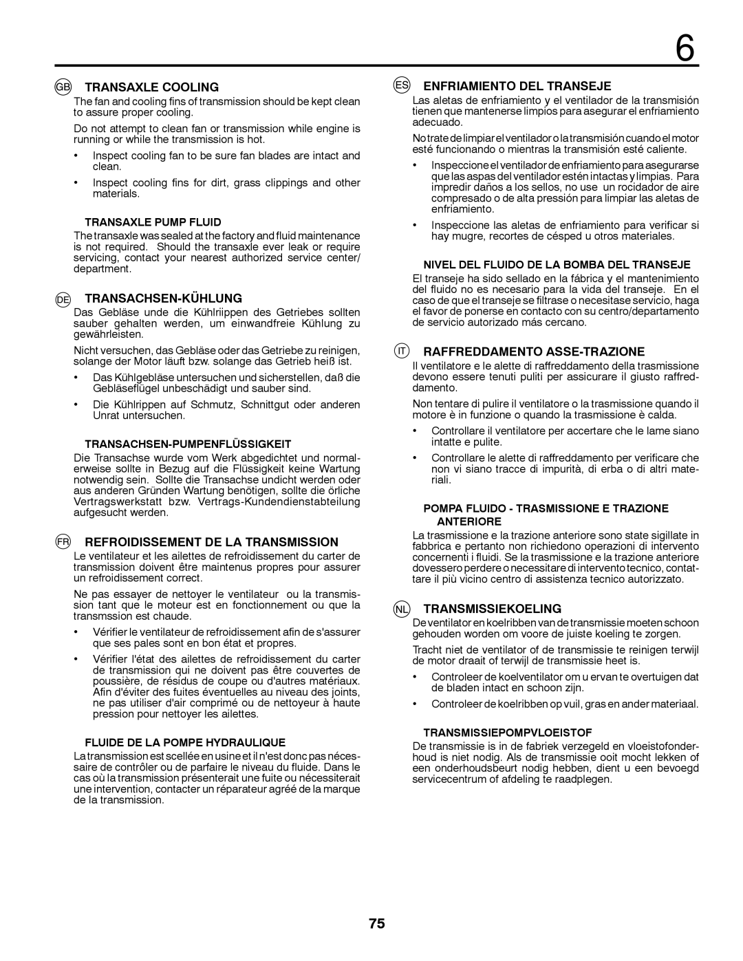 McCulloch 532 43 18-99 Rev. 1, 96041012401 Transaxle Cooling, Transachsen-Kühlung, Refroidissement DE LA Transmission 