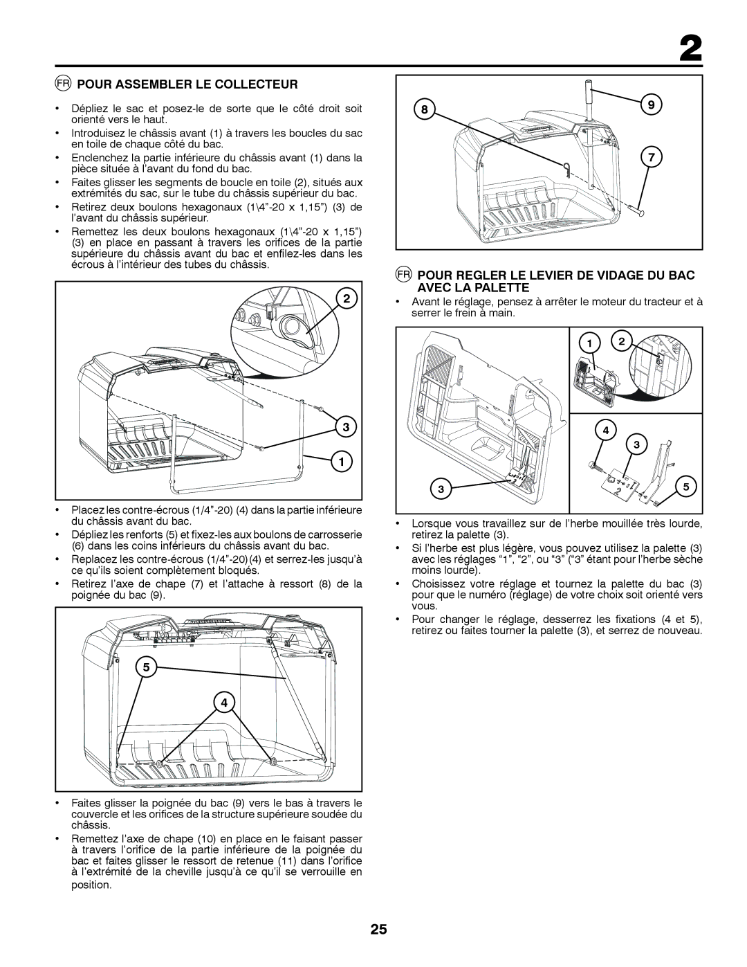 McCulloch 96041016500 Pour Assembler LE Collecteur, Pour Regler LE Levier DE Vidage DU BAC, Avec LA Palette 