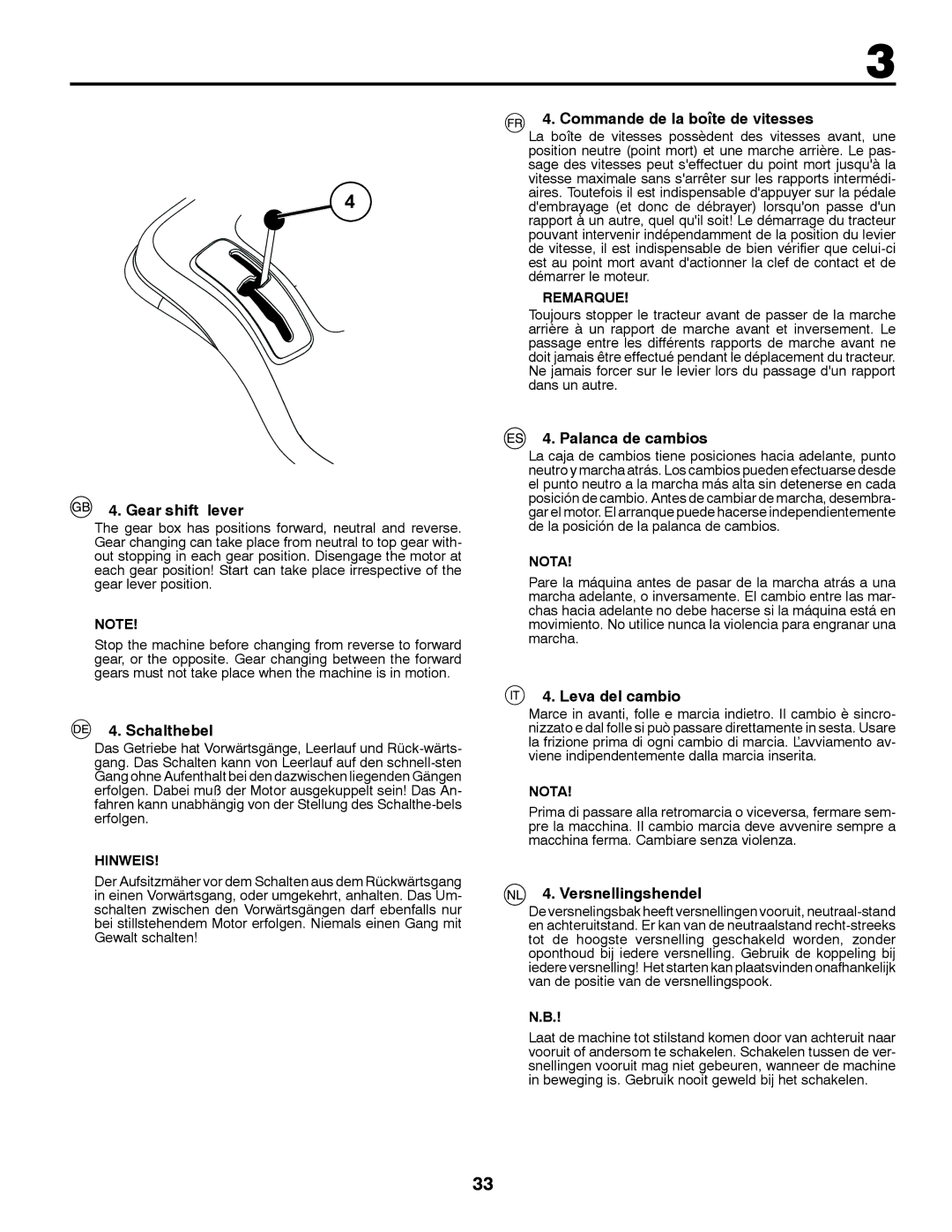 McCulloch 96041016500 Gear shift lever, Schalthebel, Commande de la boîte de vitesses, Palanca de cambios, Leva del cambio 