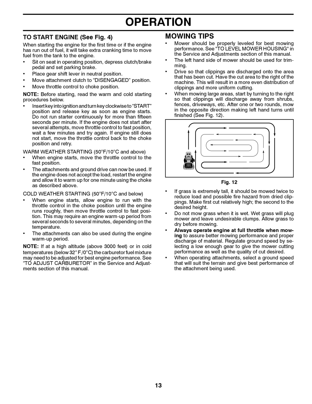 McCulloch 532 43 45-03, 96041017700 manual Mowing Tips, To Start Engine See Fig 