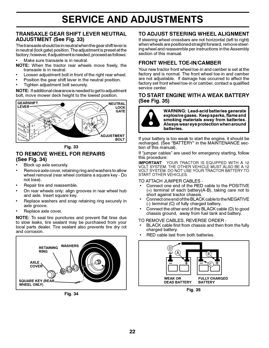 McCulloch 96041017700 manual Transaxle Gear Shift Lever Neutral Adjustment See Fig, To Remove Wheel for Repairs See Fig 