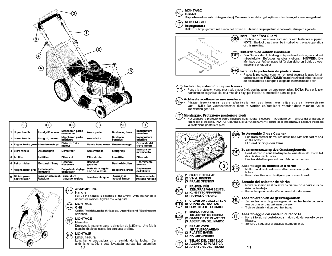 McCulloch 96141014601 instruction manual Montaggio, Assembling, Montaje 