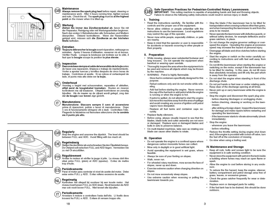 McCulloch 96141016201 Maintenance, Wartung, Entretien, Inspeccion, Onderhoud, Manutenzione, Regularly, Regelmässig 