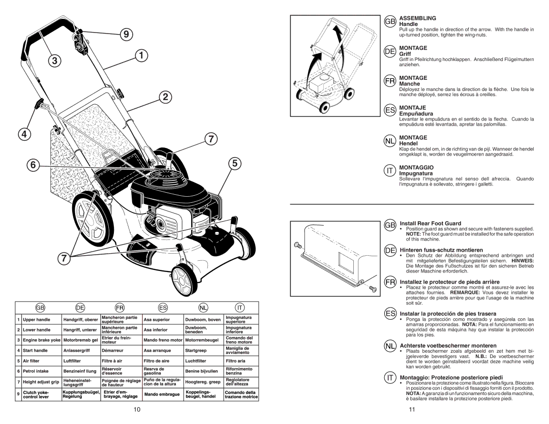 McCulloch 96141020600 manual Assembling, Montage, Montaje, Montaggio 