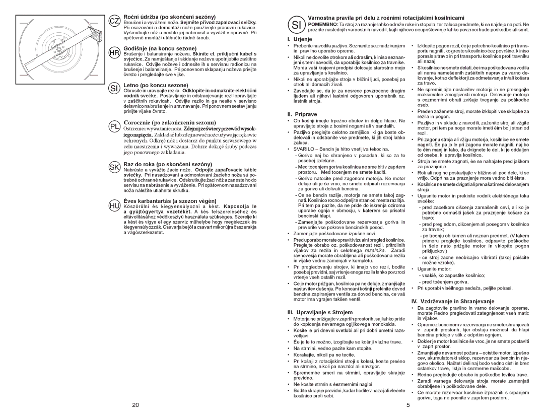 McCulloch 532 43 22-10, 96141023000 manual Corocznie po zakończeniu sezonu 