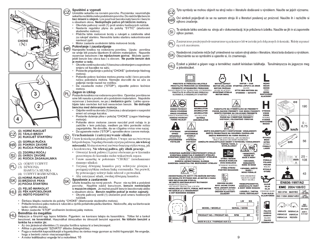 McCulloch 532 43 22-10, 96141023000 manual Uruchamianie i zatrzymywanie silnika 