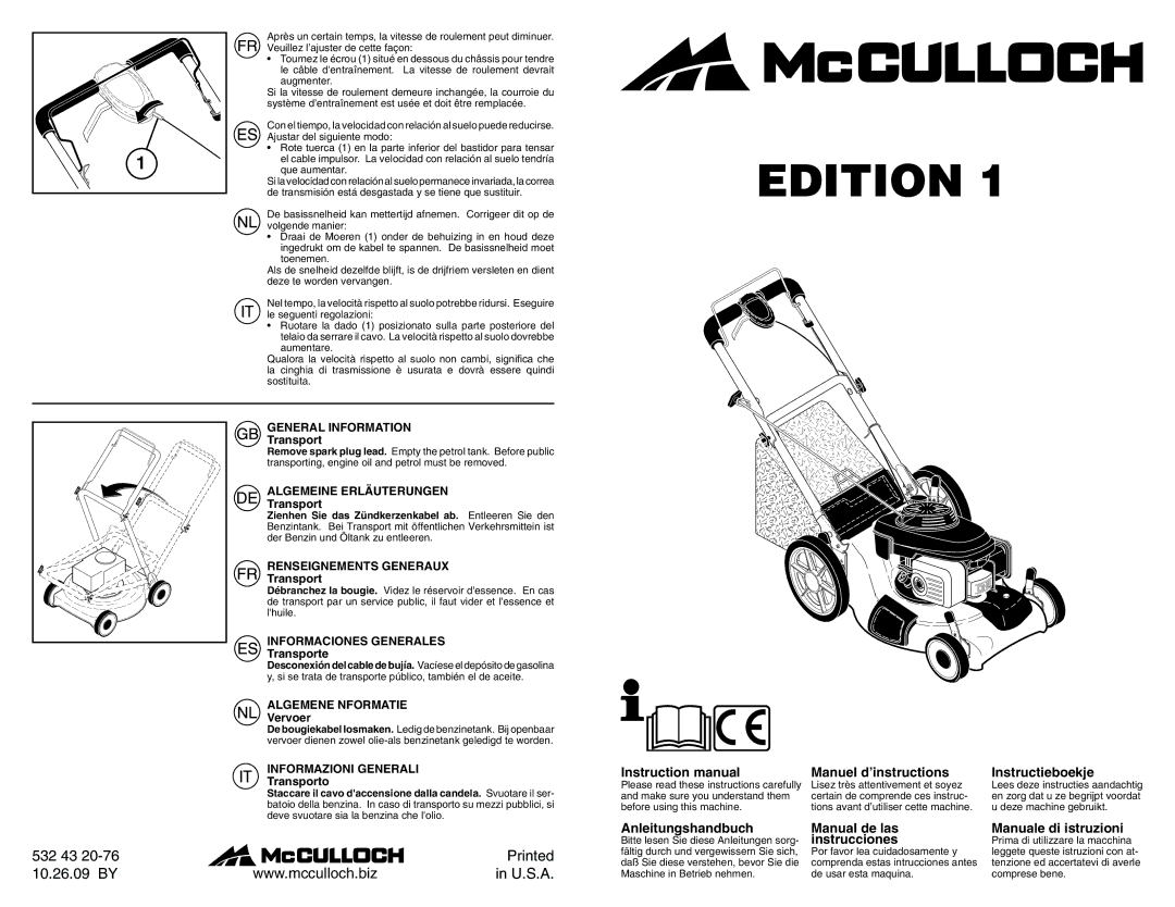 McCulloch 96141023400 instruction manual General Information, Algemeine Erläuterungen, Renseignements Generaux 