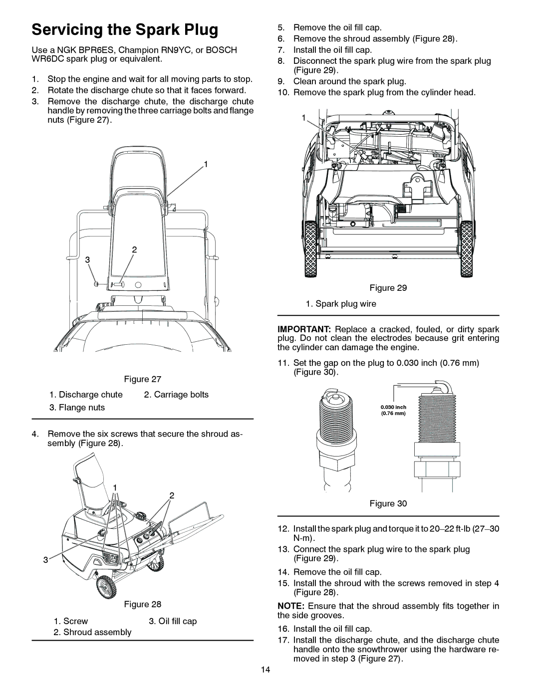 McCulloch 96188000300 owner manual Servicing the Spark Plug 