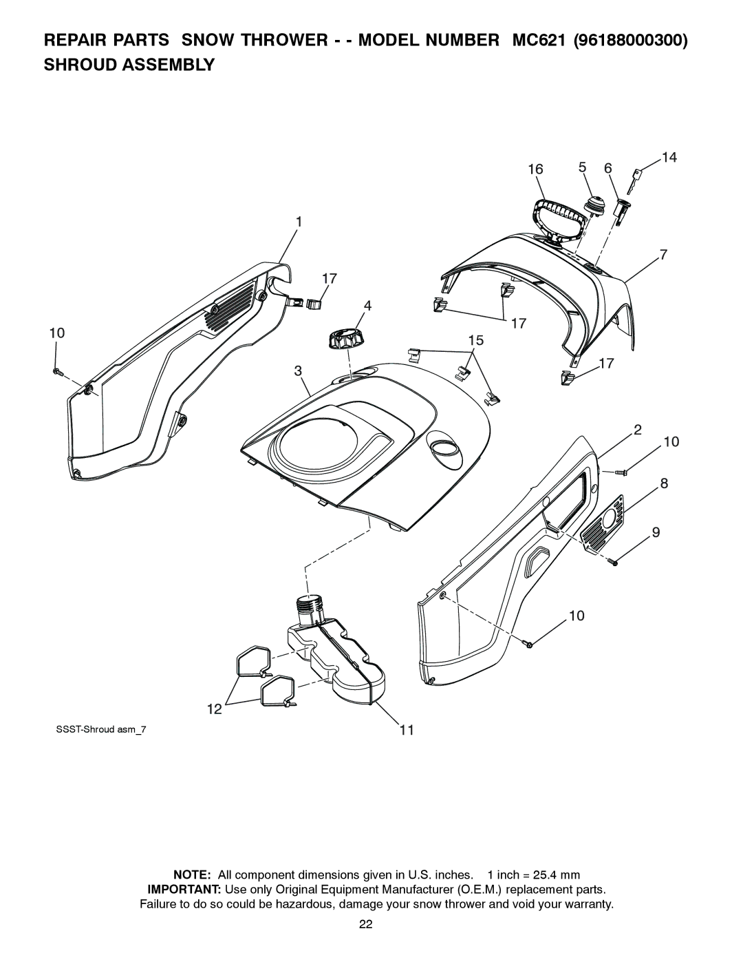 McCulloch 96188000300 owner manual SSST-Shroud asm7 